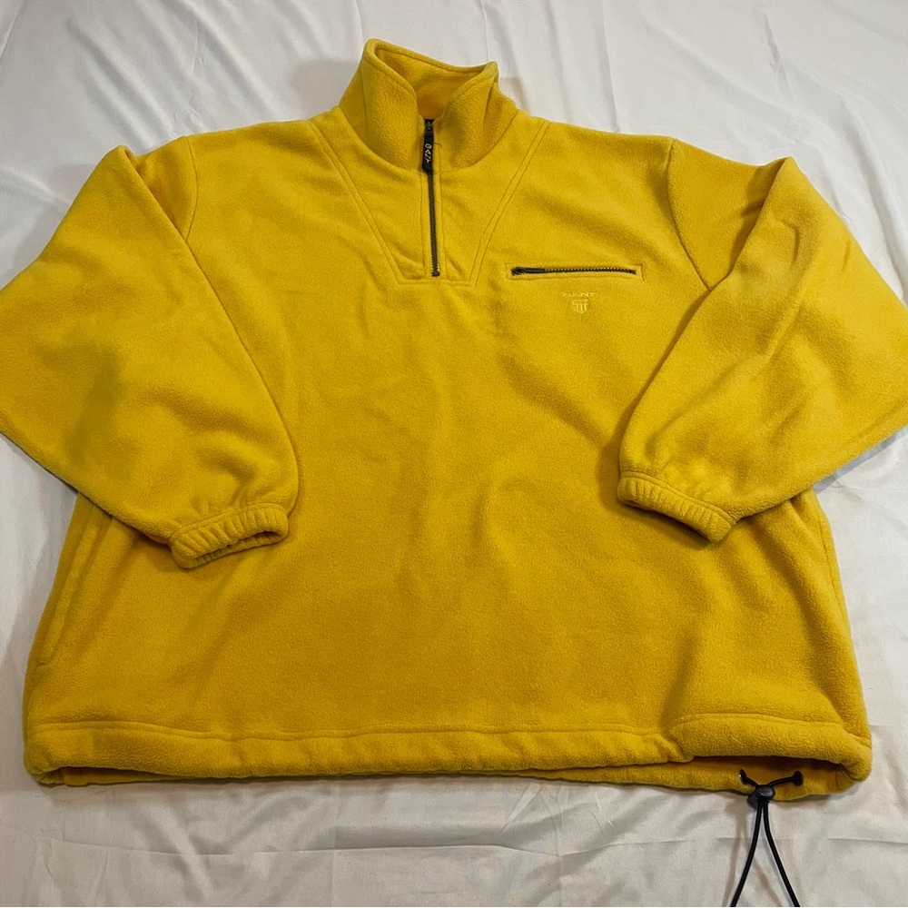 Gant U.S.A The Rugger Fleece 1/4 Zip‎ Yellow Pullover Zip Pocket Mens XL